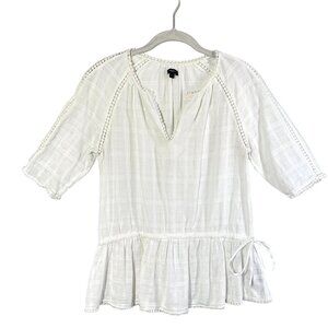 Who What Wear Women's Pullover Side Tie Cotton Top in White - Size S